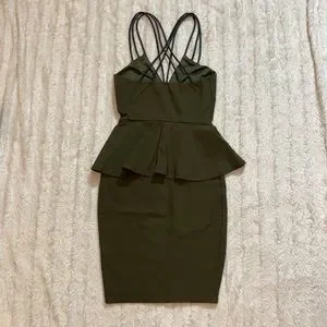 Charlotte Russe | Dresses | Army Green Dress Peplum Style Size Small Charlotte  Russe Tank Top Dress | Poshmark